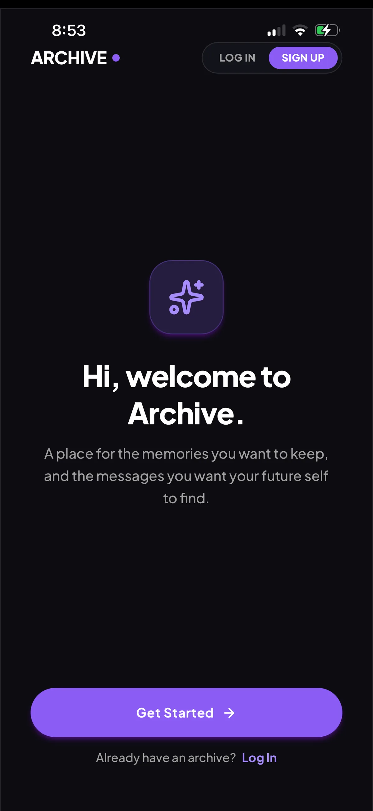 Sign up: a place for the memories you want to keep