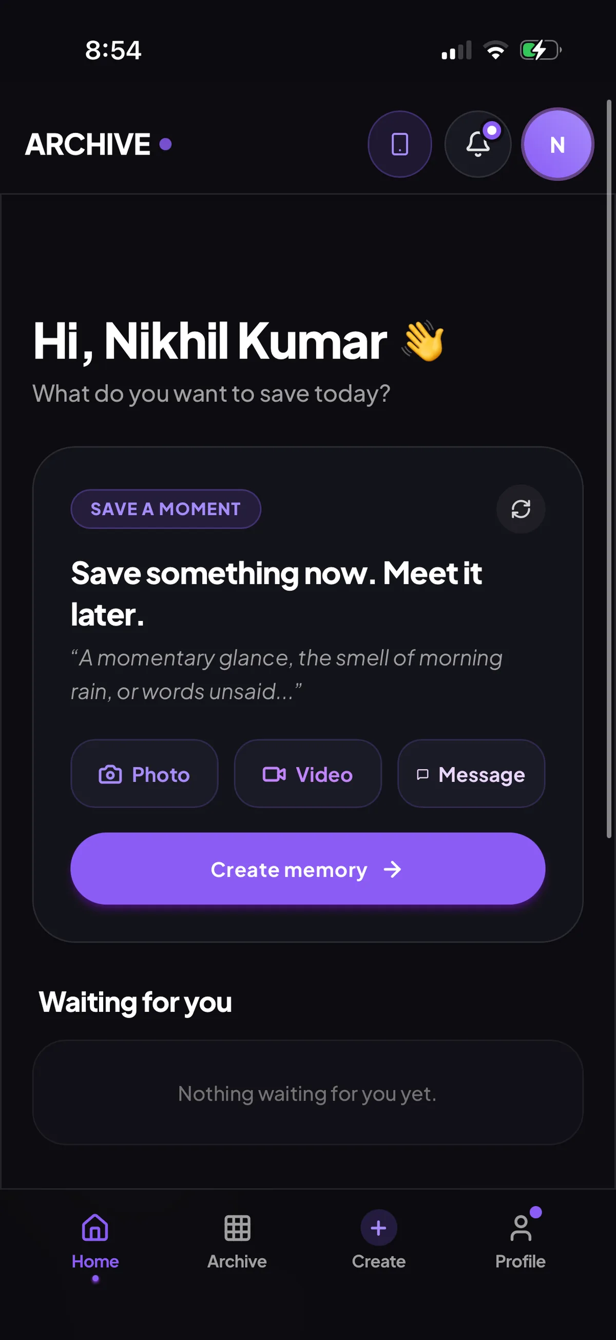Home: one action, save a moment